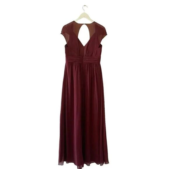 Jenny Packham Cabernet Cap Sleeve Chiffon Bridesmaid Dress Fit & Flare 12 #1654 - Picture 7 of 15